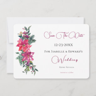 Glücklich verheiratete pinke Weihnachts-Blumen-Hoc Save The Date