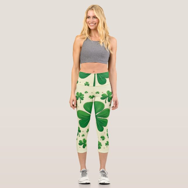 Glücklich Vierblättriges Kleeblatt Leggings (Vorderseite)