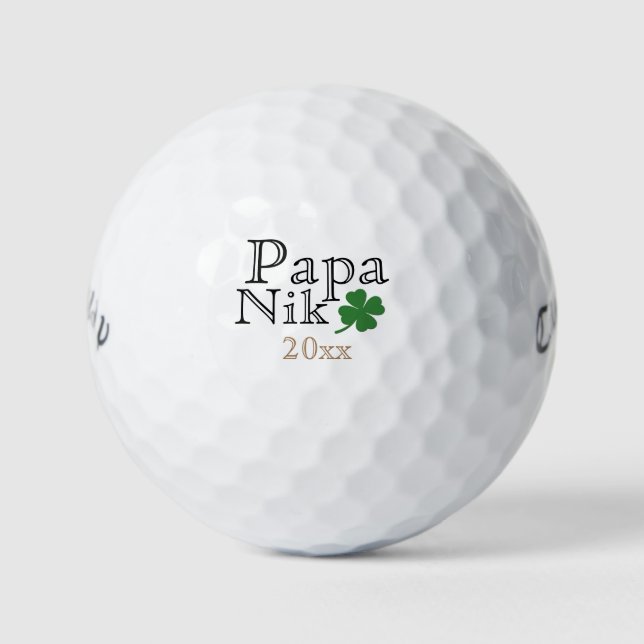 Glücklich vierblättriges Kleeblatt personalisiert Golfball (Vorderseite)