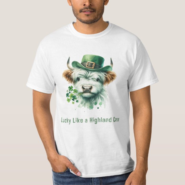 Glücklich wie eine Hochlandkuh - St. Patrick's Day T-Shirt (Vorderseite)