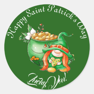 Glücklich wirst du Saint Patrick's Day Pot of Gold Runder Aufkleber