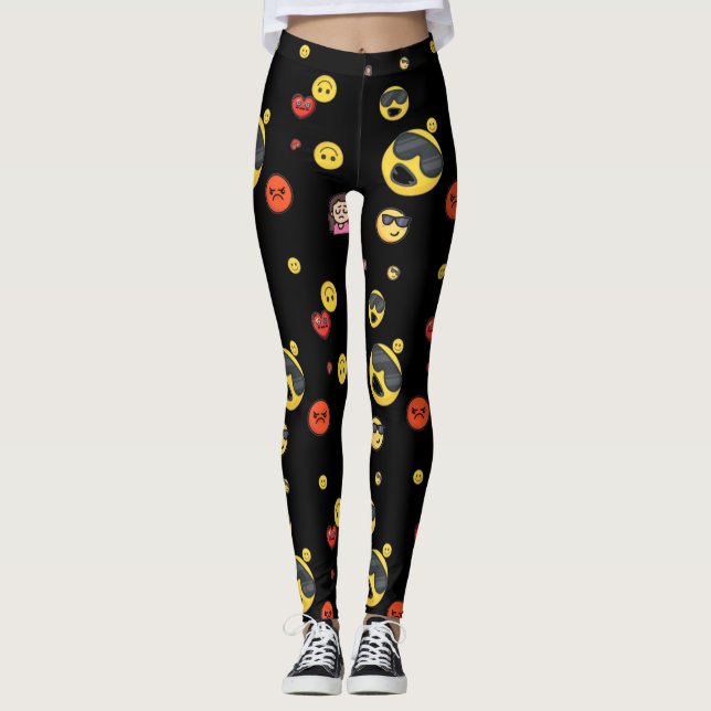 Glücklich, wütend, Liebe, Mädchen Emojis Leggings (Vorderseite)