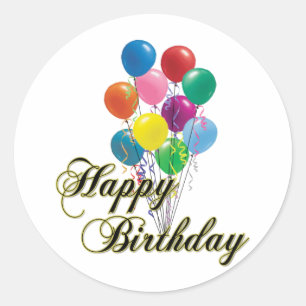 Glücklich zum Geburtstag - D4 Runder Aufkleber