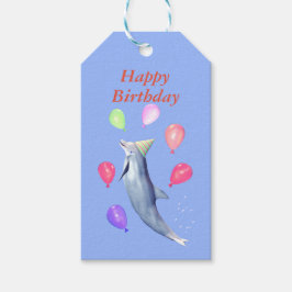 Glücklich zum Geburtstag Dolphin und Balloons Geschenkanhänger
