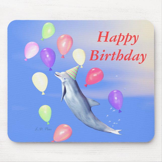 Glücklich zum Geburtstag Dolphin und Balloons Mousepad (Vorne)