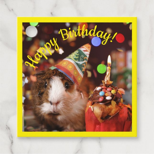 Glücklich zum Geburtstag - Party Animal Guinea Pig Geschenkanhänger (Vorderseite)