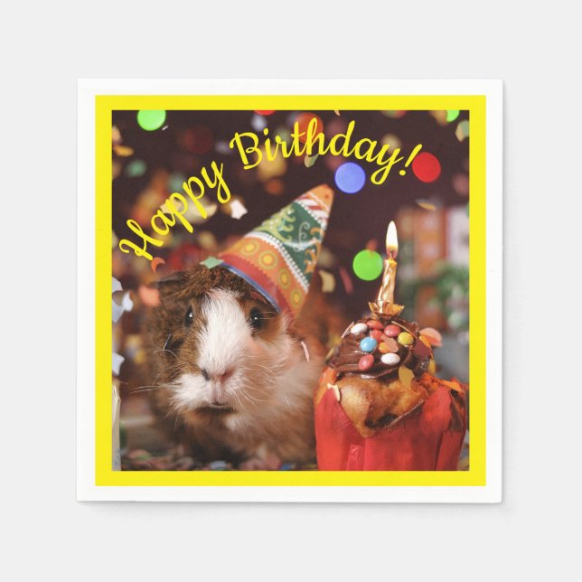Glücklich zum Geburtstag - Party Animal Guinea Pig Serviette (Vorderseite)