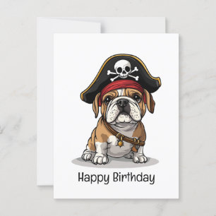 Glücklich zum Geburtstag Pirate English Bulldog Sk Postkarte