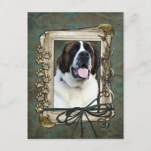 Glücklich zum Geburtstag - Stone Paws - St Bernard Postkarte