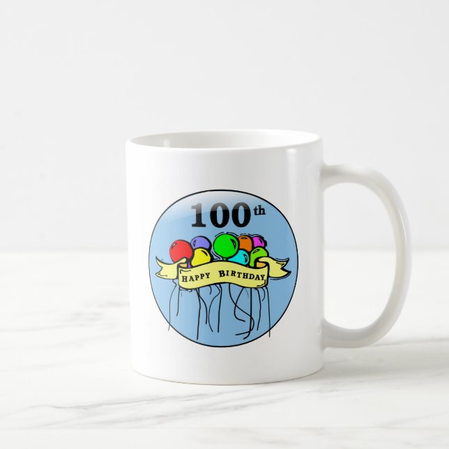 Glückliche 100. Geburtstag Ballons Tasse (Rechts)