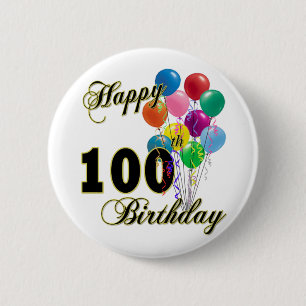 Glückliche 100. Geburtstags-Geschenke und Button