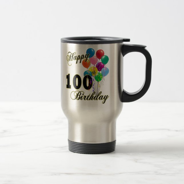 Glückliche 100. Geburtstags-Geschenke und Reisebecher (Rechts)
