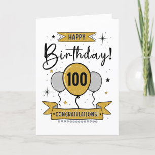 Glückliche 100. Geburtstagskarte in Gold Dankeskarte