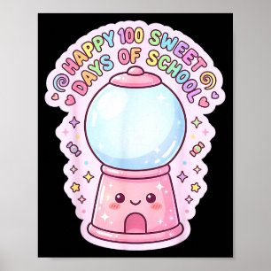Glückliche 100 süße Schultage Kaugummiautomat Kind Poster