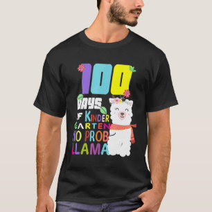 Glückliche 100 Tage Kindergarten Kein Problem Lama T-Shirt