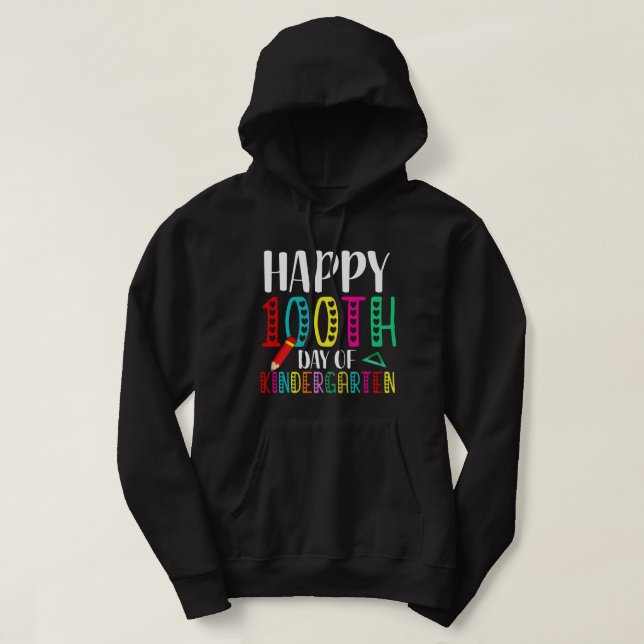 glückliche 100 Tage Kindergartenschule Hoodie (Design vorne)