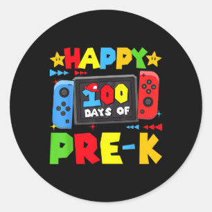 Glückliche 100 Tage Pre-k Gaming 100. Tag Schule B Runder Aufkleber