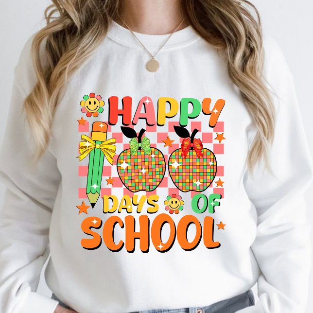 glückliche 100 Tage Schule . Lehrerbewertung Sweatshirt (happy 100 days of school sweashirts, teacher gift, teacher appreciation sweatshirt, )