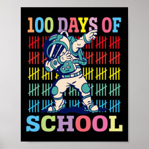 Glückliche 100 Tage Schulkinder, die Astronaut abs Poster