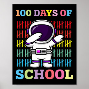 Glückliche 100 Tage Schulkinder, die Astronaut abs Poster