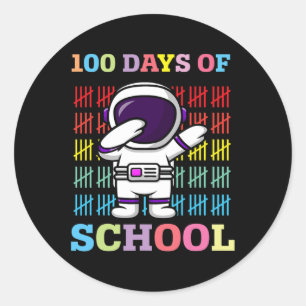 Glückliche 100 Tage Schulkinder, die Astronaut abs Runder Aufkleber