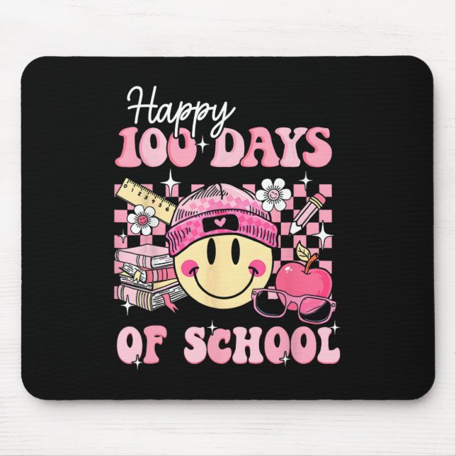 Glückliche 100 Tage Schullehrer Kinder Retro Groov Mousepad (Vorne)