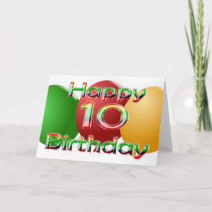 Glückliche 10. Geburtstagskarte Balloon Card Karte