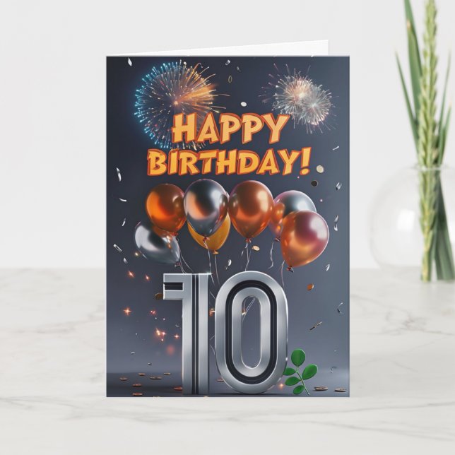 Glückliche 10. Geburtstagskarte Karte (Vorderseite)