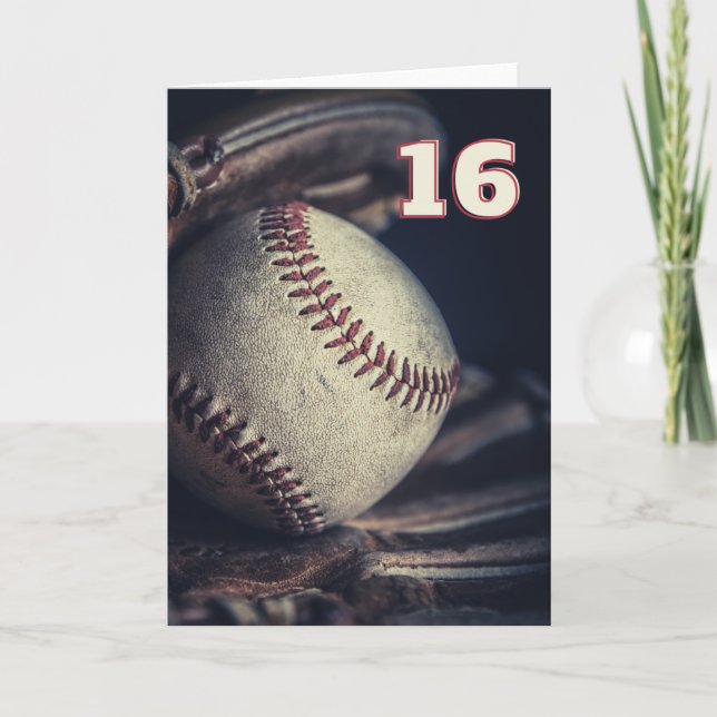 Glückliche 16. Geburtstag Baseball Grußkarte Karte (Vorderseite)