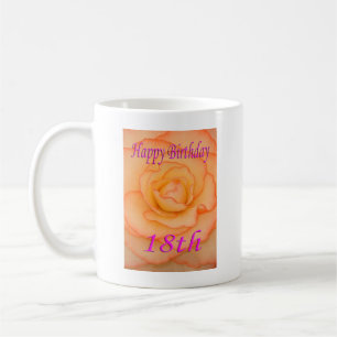 Glückliche 18. Geburtstag Gelbe Blume mit rosafarb Kaffeetasse