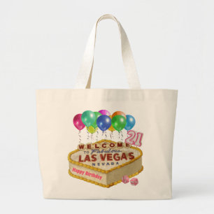 Glückliche 21 Geburtstags-Las- Vegaskuchen Jumbo Stoffbeutel