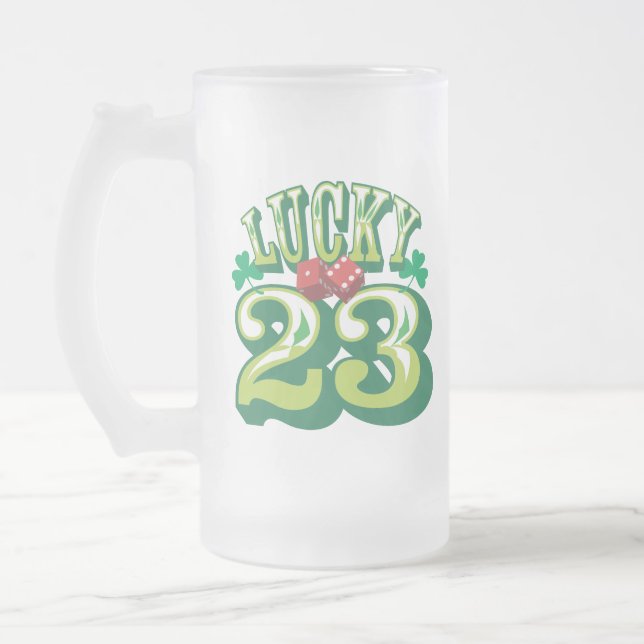 Glückliche 23 Glas-Bier-Tasse Mattglas Bierglas (Links)