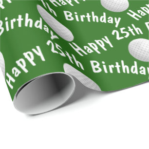 Glückliche 25. Geburtstagsgolfbälle Geschenkpapier