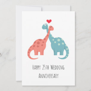 Glückliche 25. Hochzeitstag Niedliche Dinosaurier-