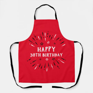 Glückliche 30. Geburtstag Feuerwerke Rot Schwarz-w Schürze