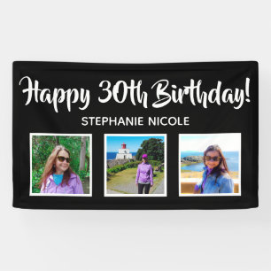 Glückliche 30. Geburtstag Schwarze Personalisierte Banner