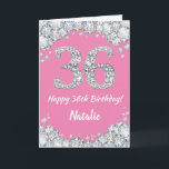 Glückliche 36. Geburtstagskarte Pink und Silver Gl Karte<br><div class="desc">Happy 36. Geburtstag Pink und Silver Glitzer Card mit personalisiertem Namen. Für weitere Anpassungen klicken Sie bitte auf die Schaltfläche "Anpassen" und verwenden Sie unser Designwerkzeug,  um diese Vorlage zu ändern.</div>