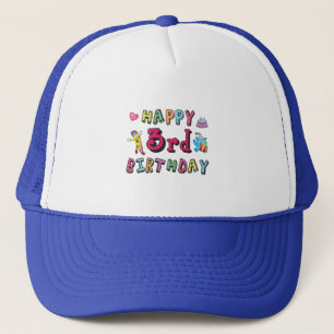 Glückliche 3. Geburtstag 3 Jahre alt Wünsche Truckerkappe