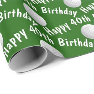 Glückliche 40. Geburtstagsgolfbälle Geschenkpapier