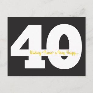 Glückliche 40. Geburtstagskarten - Schwarz und Gel Postkarte