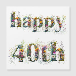 Glückliche 40. Geburtstagssprays von Wildblumen Magnetkarte