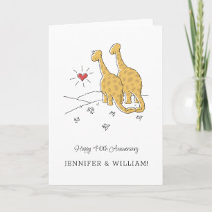 Glückliche 40. Hochzeitstag Niedliche Dinosaurier- Karte