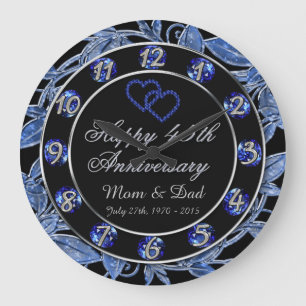 Glückliche 45-jährige Saphir Leaf Zahlen Große Wanduhr