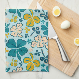 Glückliche 4 Blätter Kleeblätter am St. Patrick`s  Geschirrtuch