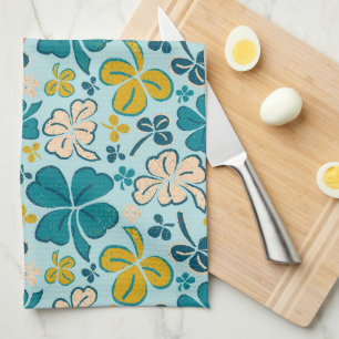 Glückliche 4 Blätter Kleeblätter am St. Patrick`s  Geschirrtuch