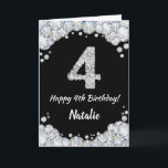 Glückliche 4. Geburtstagskarte Schwarz/Silber Glit Karte<br><div class="desc">Glückliche 4. Geburtstagskarte Black and Silver Glitzer Card mit personalisiertem Namen. Für weitere Anpassungen klicken Sie bitte auf die Schaltfläche "Anpassen" und verwenden Sie unser Designwerkzeug,  um diese Vorlage zu ändern.</div>