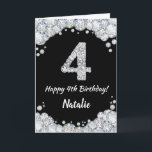Glückliche 4. Geburtstagskarte Schwarz/Silber Glit Karte<br><div class="desc">Glückliche 4. Geburtstagskarte Black and Silver Glitzer Card mit personalisiertem Namen. Für weitere Anpassungen klicken Sie bitte auf die Schaltfläche "Anpassen" und verwenden Sie unser Designwerkzeug,  um diese Vorlage zu ändern.</div>
