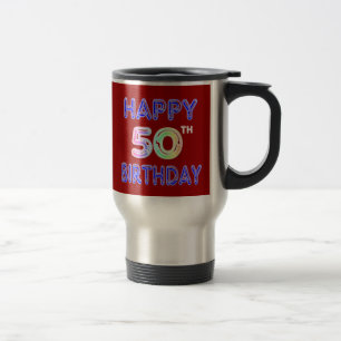 Glückliche 50. Geburtstags-Kaffeetasse-und Reisebecher