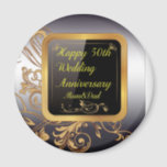 Glückliche 50. Hochzeiten Jubiläumsfavors & Gesche Magnet<br><div class="desc">Happy 50th Weddings Anniversary Favors & Gifts Button-Magnete</div>