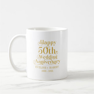 Glückliche 50. Hochzeitstag Gold Typografie Kaffeetasse